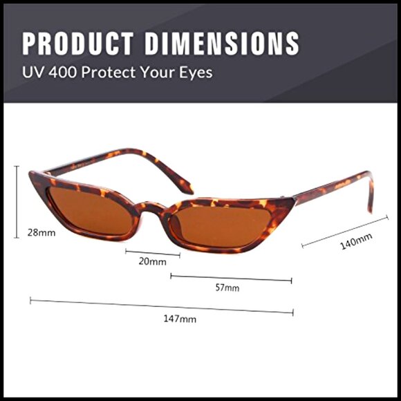 Retro Cat Eye Sunglasses Narrow Skinny Frame UV Protection main image 4